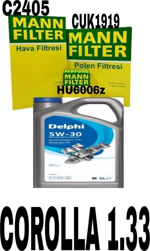 Toyota Corolla 1.33 1.6 Filtre Bakım Seti 09-18+delphi 5w30 4lt motor yağ 2025 üretim