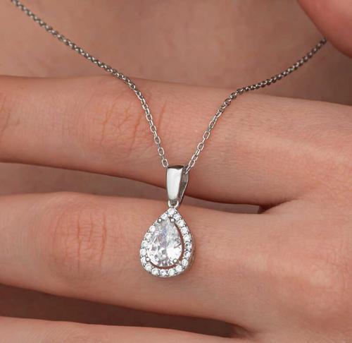 Gümüş Damla Beyaz Zirkon Taşlı Kadın Kolye SL12654