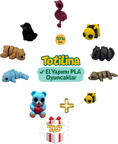 10'lu set ahtapot dinozor timsah tilki zürafa iskelet