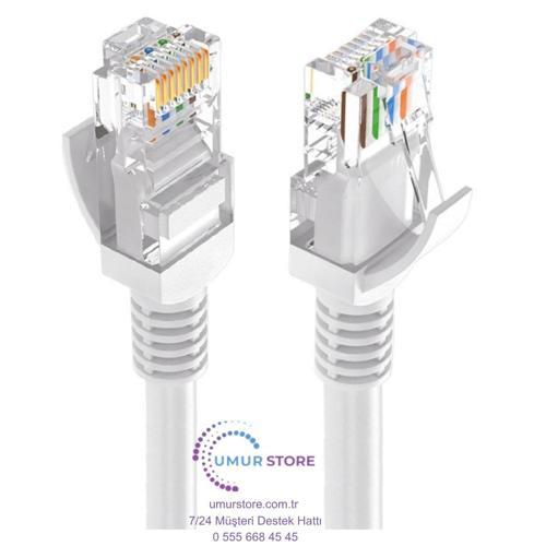 40 Metre Gri Cat5 Ethernet Kablo Jack Soketleri Takılı Hazır Internet Kablosu