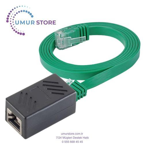 CAT6 Uzatma Seti, Yassı Ethernet Kablo ve Ekleyici, Yeşil, 5 metre