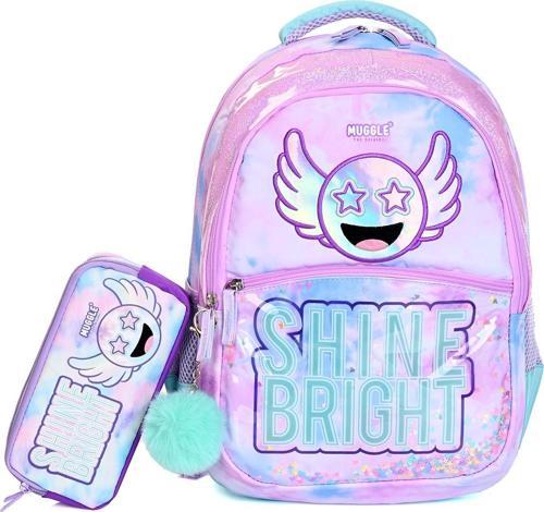 Mu-9106 Shine Bright Okul Çantası ve Kalemlik Seti – Renkli Desenli, Işıltılı, Ortaokul/İlkokul İçin