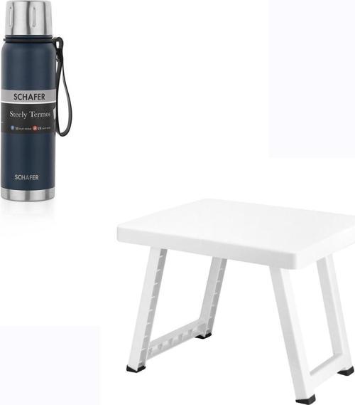 Çelik Termos 520 ML Lacivert Renk ve Katlanır Plastik Sehpa 