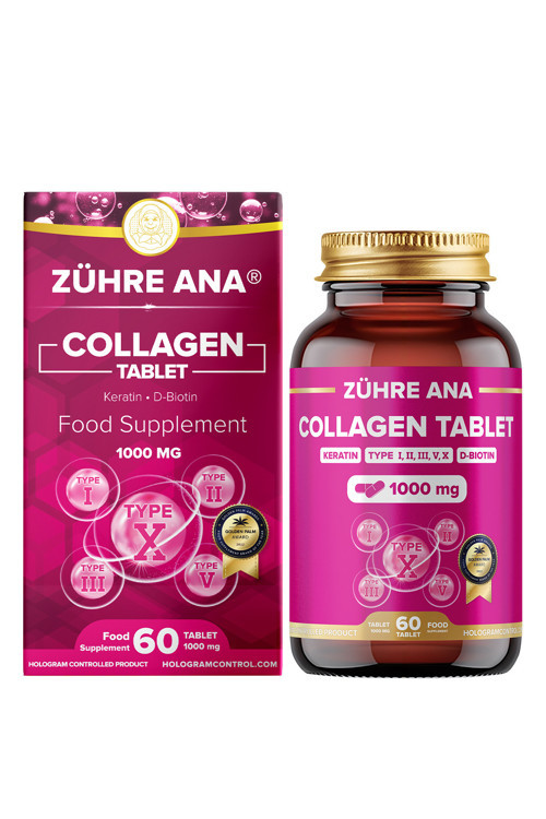 5 Tip Hidrolize Kolajen Tip 1, Tip 2, Tip 3, Tip 5, Tip 10 Ve Collagen, Keratin, Biotin 60 Tablet