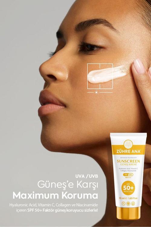 Güneş Kremi Spf 50+ Uva Uvb Leke Karşıtı Yüksek Koruma Ve Nemlendirici Etkili 50 Ml