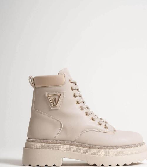 Fiora Özel Tasarım Kadın Kışlık Kalın Tabanlı Bej Bot