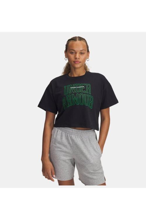 Kadın Ua Varsity Mix Heavyweight Kısa Kollu Crop Tişört