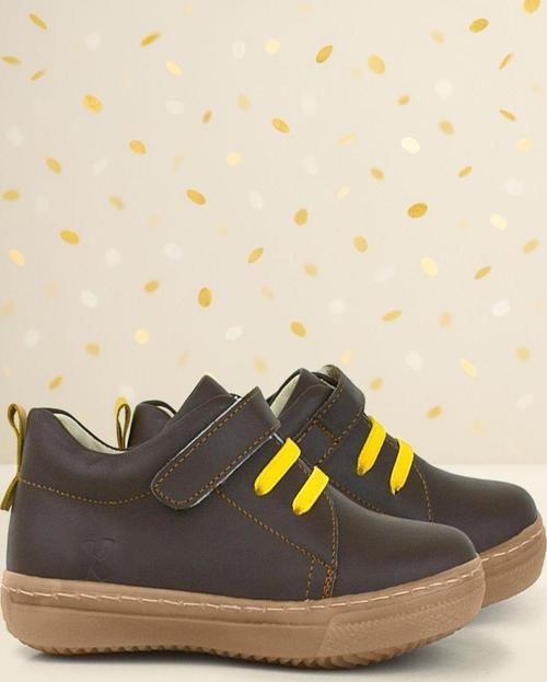 Anatomik Hakiki Deri Yumuşak Kahverengi Lastikli Cırtlı Çocuk Ayakkabı