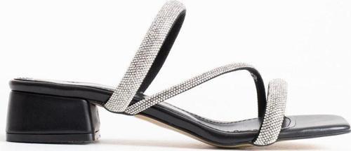 Tanya Siyah Kadın Taşlı Terlik