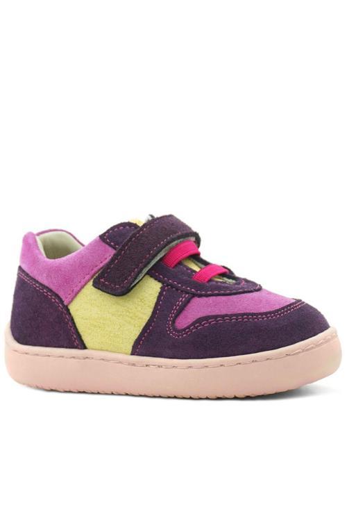 Bob Hakiki Deri Mor Pembe Barefoot Cırtlı Lastikli Bebek Sneaker Ayakkabı