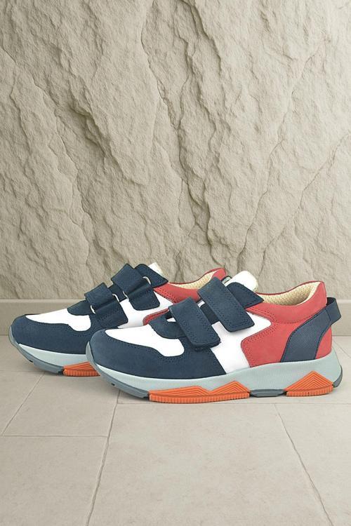 Hakiki Deri Lacivert Çocuk Sneakers Spor Ayakkabı