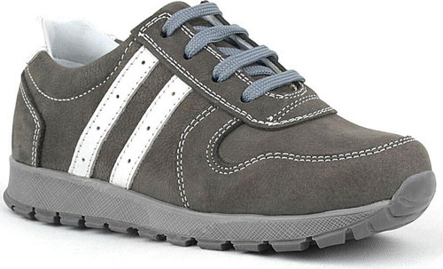 Deri Gri Fermuarlı Spor Ayakkabı Sneaker
