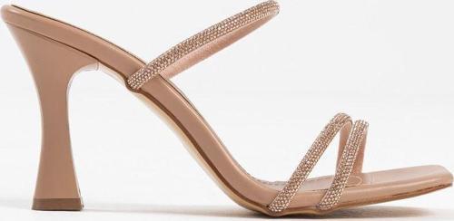 Alvina Nude Taşlı İnce Bantlı Kadın Topuklu Terlik