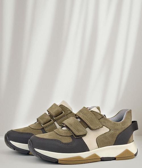 Hakiki Deri Vizon Kahve Çocuk Cırtlı Sneakers Spor Ayakkabı
