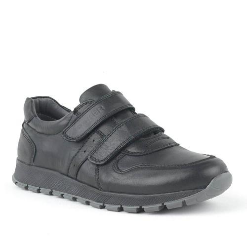 Hakiki Deri Siyah Cırtlı Spor Çocuk Ayakkabı Sneaker