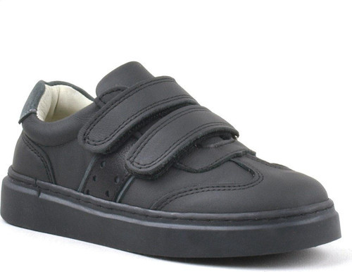 Hakiki Deri Siyah Cırtlı Çocuk Spor Ayakkabı Sneaker