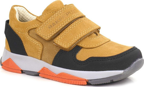 Hakiki Deri Sarı Siyah Çocuk Sneakers Spor Ayakkabı