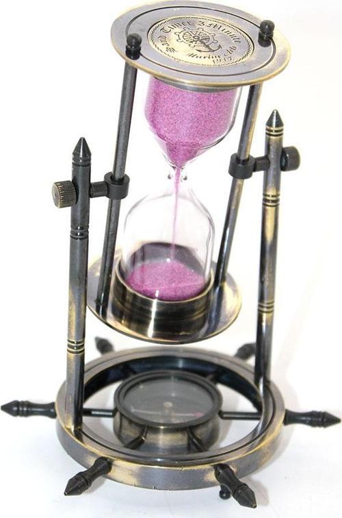 Pirinç Dümenli Pusulalı Kum Saati