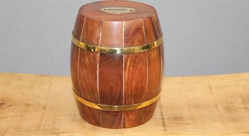 Pirinç Detaylı Fıçı Kumbara Model 2