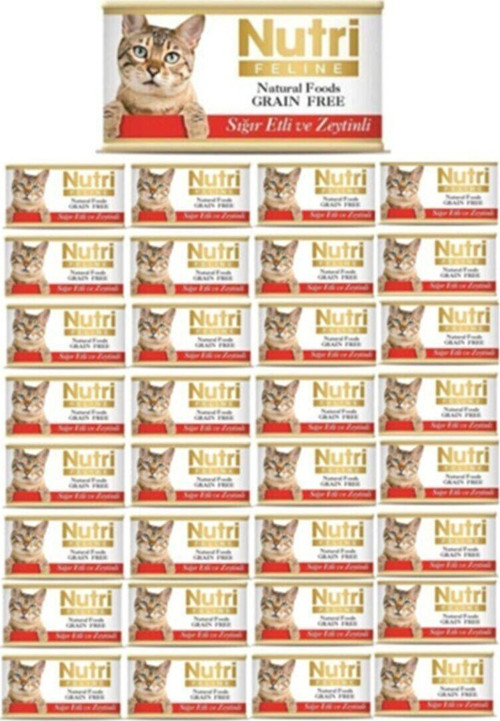 Nutrı Feline Kıyılmış Kedi Konserve Sığır Etli Ve Zeytinli 85gr X 32 Adet