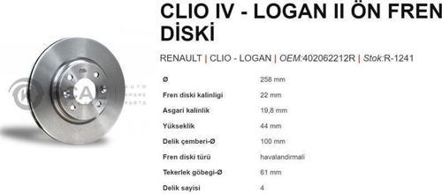FREN DİSKİ ÖN CLIO IV LOGAN II