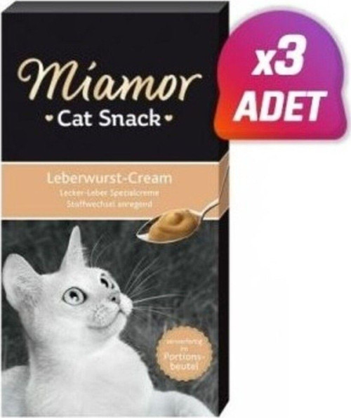 3 Adet - Miamor Cream Cigerli Kedi Ödülü 6X15 gr