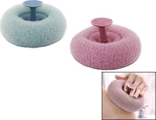 DUŞ MASAJ SÜNGERİ RENKLİ - BANYO LİFİ MASAJ NOKTALARI GÖBEKLİ VANTUZ SAPLI (4401)