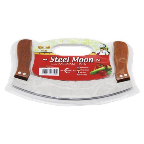 STEEL MOON ÇİFT AHŞAP SAPLI ZIRH BIÇAK KESİCİ - DOĞRAYICI 24 x 14 x 1,5 cm (4401)