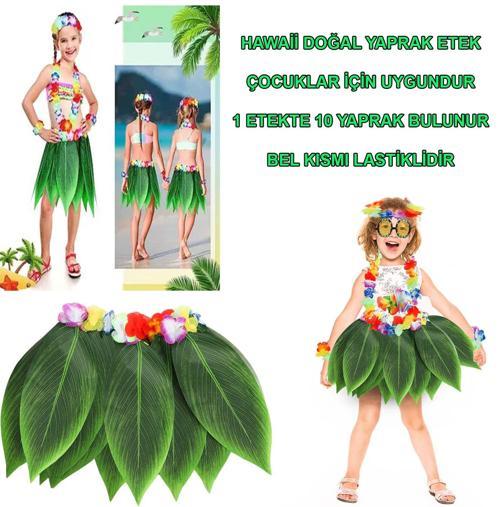 Tropikal Esintili Hawaii Yapraklı Parti Eteği Çocuk Boy (4401)