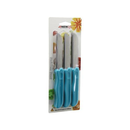 6PCS  MEYVE  BIÇAK  RENKLİ PLASTİK SAPLI (4401)