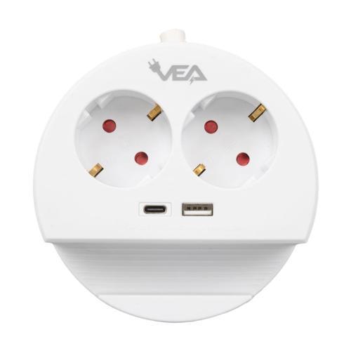 2Lİ USB + TYPE-C GİRİŞLİ TELEFON STANDLI 1.5 METRE GRUP PRİZ VE- G1102C (4401)
