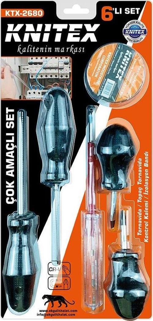 6PCS  TORNAVİDA - ÇOK AMAÇLI SET  TORNAVİDA - TOPAÇ TORNAVİDA - KONTROL KALEM - ELEKTRİK BANT (4401)