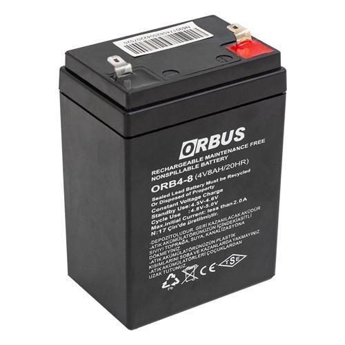 AKÜ 4 VOLT 8 AMPER ORBUS ORB4-8  (68 X 45 X 95 MM) (4401)