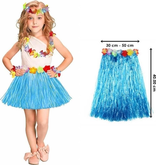 Hawaii Hula Eteği Mavi Renk 40 cm (4401)