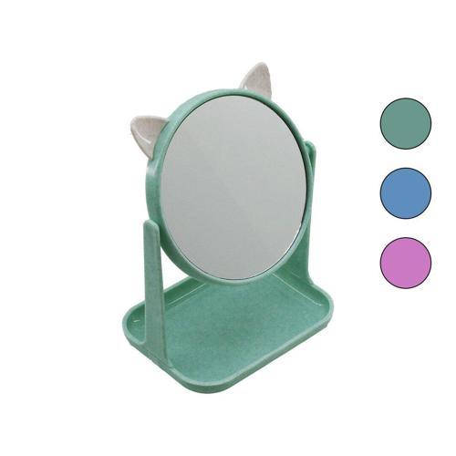 6 İNÇ  - 15CM YUVARLAK KULAKLI MAKYAJ AYNASI RENKLİ PLASTİK TAKILIK SEPETLİ=12X15.5CM (4401)