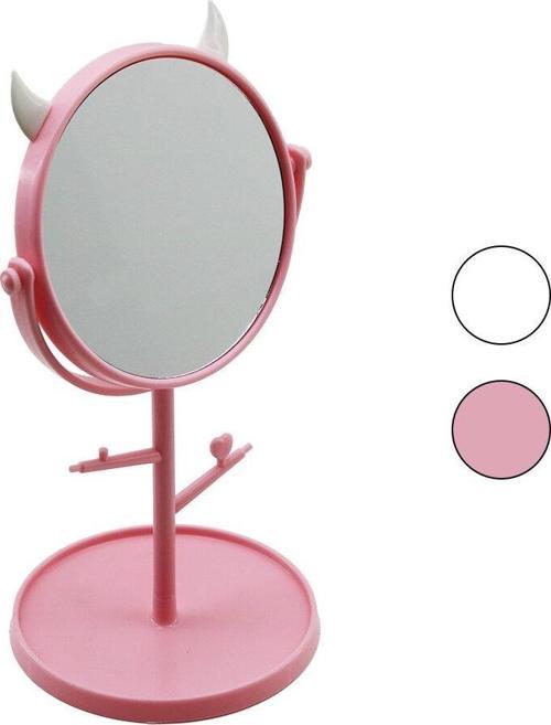 6 İNÇ  - 15CM YUVARLAK - BOYNUZLUTAKI ASKILIKLI MAKYAJ AYNASI RENKLİ PLASTİK TAKILIK SEPETLİ=15CM (4401)