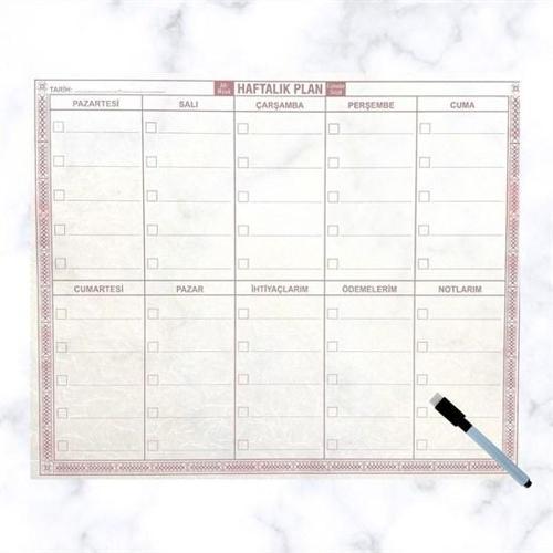 Şeffaf Kendiliğinden Yapışkanlı Kalemli Haftalık Planlayıcı 40cm-50cm (4401)