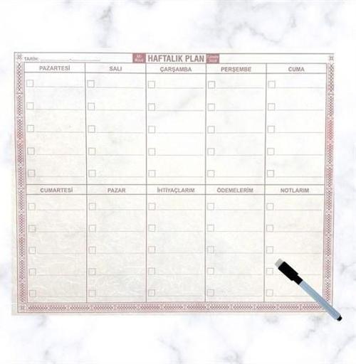 Şeffaf Kendiliğinden Yapışkanlı Kalemli Haftalık Planlayıcı 40cm-50cm (4401)