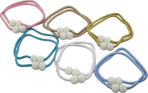 2PCS BONCUK TOPLU - MIKNATISLI RENKLİ PERDE İPİ (4401)