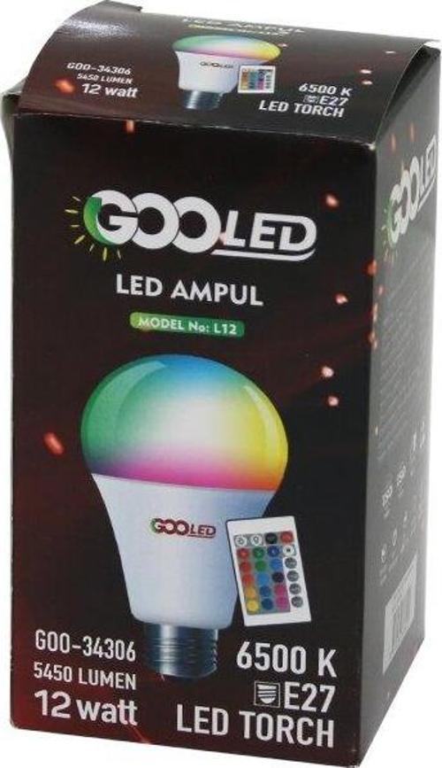 12W KUMANDALI RGB=RENKLİ LED AMPUL E27 5450 LUMEN 6500K 15000 SAAT ÖMÜR (4401)