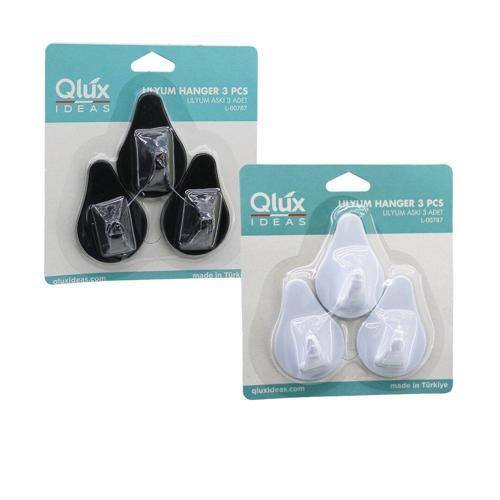 3PCS LILYUM ASKI  SİYAH - BEYAZ PLASTİK   YAPIŞKANLI MONTAJ (4401)