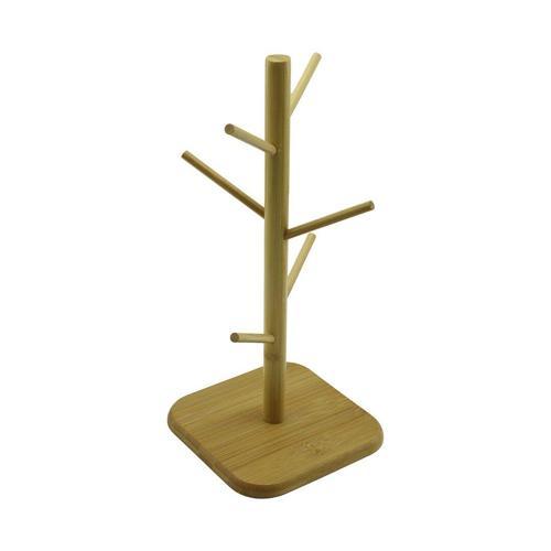 6 KOLLU AHŞAP BAMBU  ORGANİZER ASKILIK  FİNCAN - KUPA BARDAK  KARE TABAN=16CM Y=34.5CM (4401)