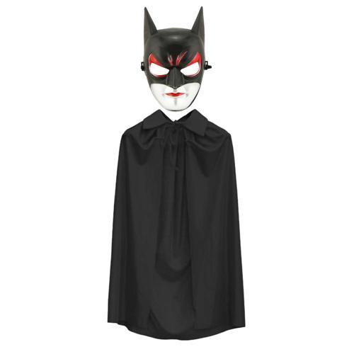 Batman Maskesi Cat Woman ve Batman Pelerini 90 cm Siyah Renk Set (4401)