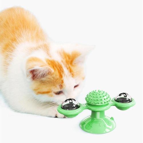 Pet Malzemeleri Vantuzlu Fırıldak Toplu Dönen Şeffaf Depo Tasarım İnteraktif Kedi Oyuncağı (4401)