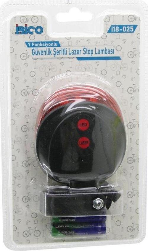 GÜVENLİK ŞERİTLİ LAZER  BİSİKLET  STOP LAMBASI   PİLLİ   7 FONKSİYONLU   SU GEÇİRMEZ (4401)