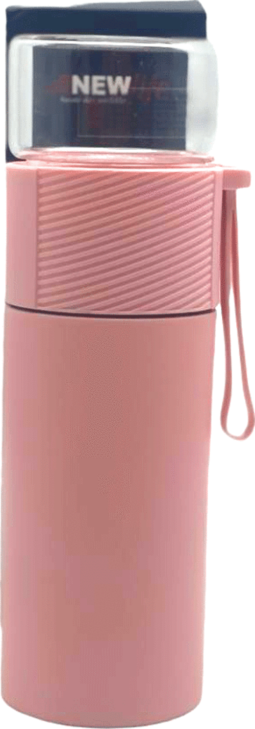 SÜZGEÇLİ CAM KAPAKLI ÇELİK BİTKİ ÇAY TERMOSU 380ML (4401)