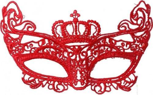 Kırmızı Renk Dantel Örgü İşlemeli Parti Maskesi Model 2 (4401)