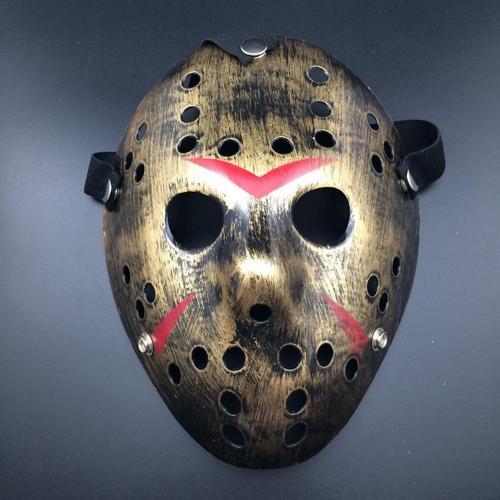 Bakır Renk Kırmızı Çizgili Tam Yüz Hokey Jason Maskesi Hannibal Maskesi (4401)