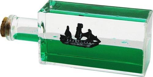 YEŞİL SU  DİKDÖRTGEN MİKA - ŞİŞE  YÜZEN BATMAYAN GEMİ DEKORATİF BİBLO AKVARYUM 6.5X16.5X4.3CM (4401)