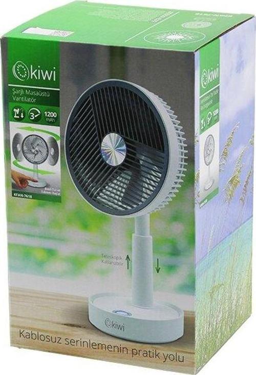 KFAN-7618 USB ŞARJLI 5 İNÇ - 13.4CM MASA ÜSTÜ VANTİLATÖR 3 KADEME HIZ 5 PLS.KANAT AYARLI YÜKSEKLİK:20-28CM (4401)
